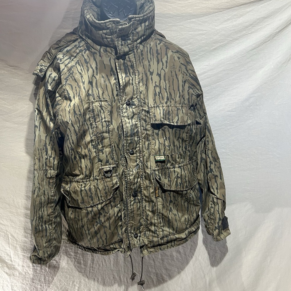 Vtg 1987 Remington Gore-Tex Camo USA Hunting Jacket Mens L Mossy Oak Treestand